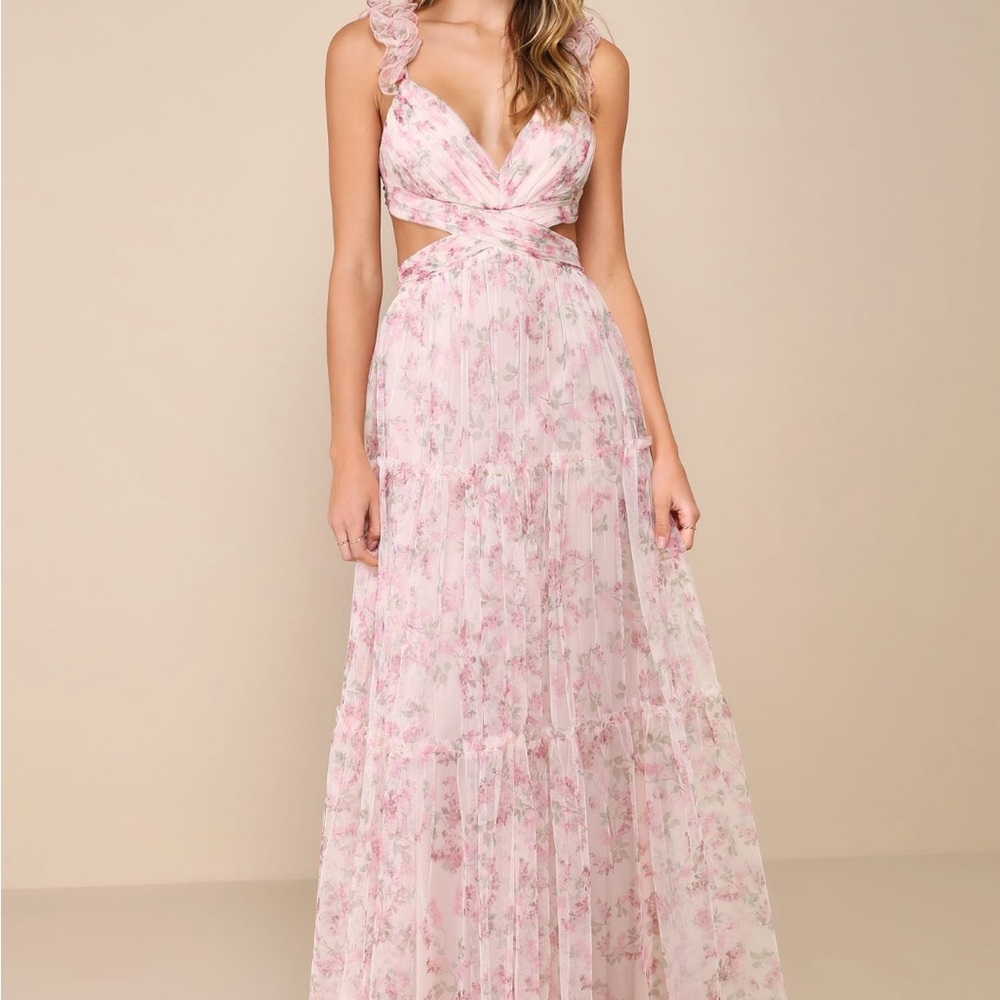 Lulu's Pink Floral Maxi Dress